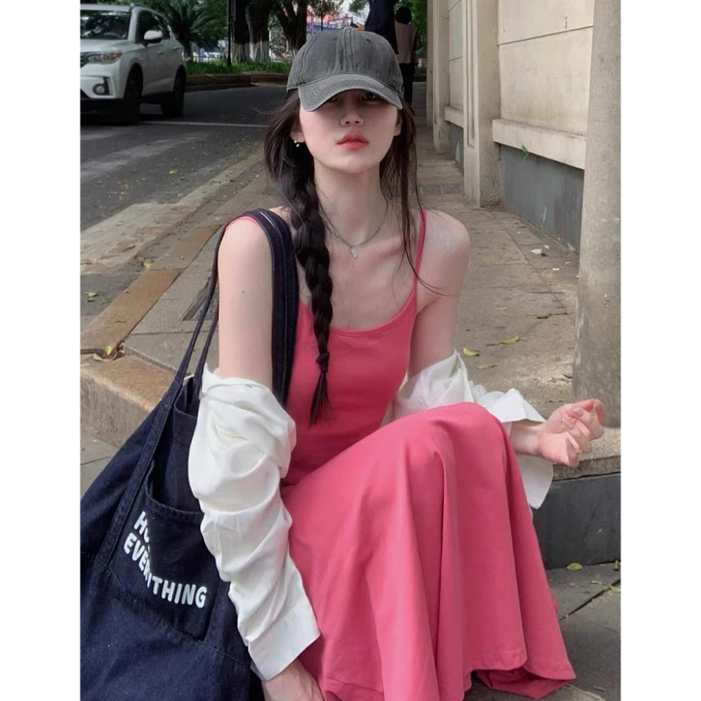 纯欲风吊带连衣裙2025夏季新款收腰显瘦甜辣妹气质A字长裙女chic