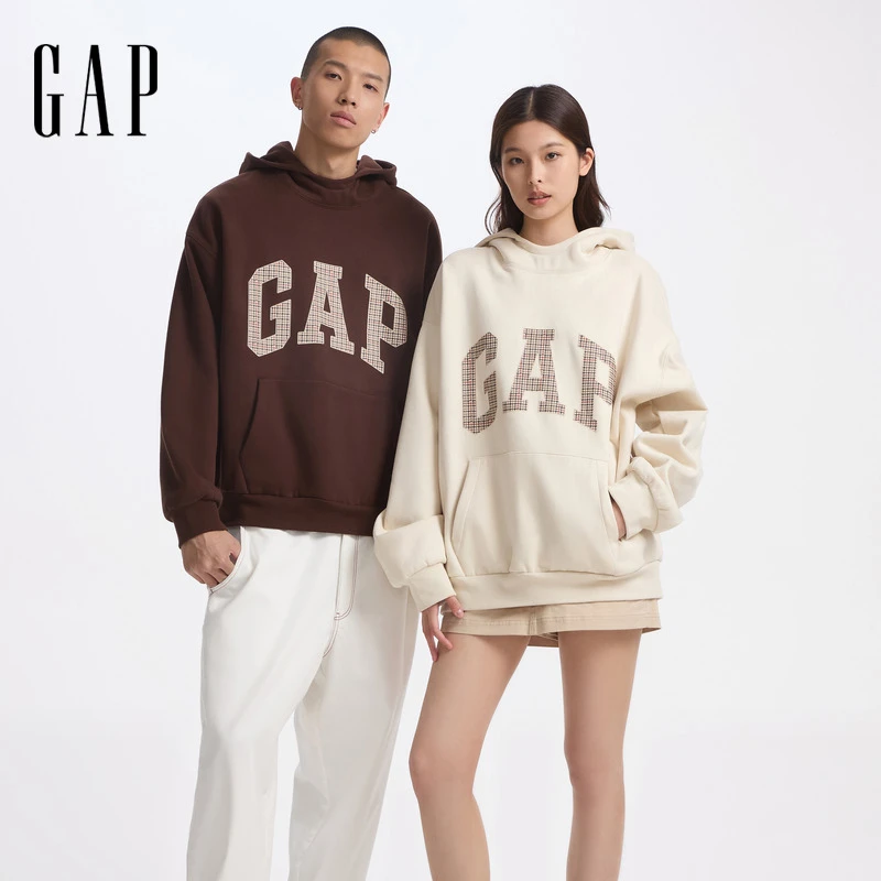 【成毅代言】Gap男女装加绒秋季logo碳素软磨休闲连帽卫衣 609221
