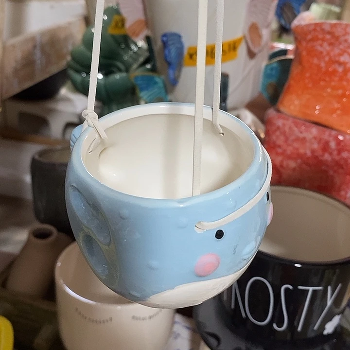 陶盆有孔 瑕疵针孔漏釉介意勿拍口 7高7