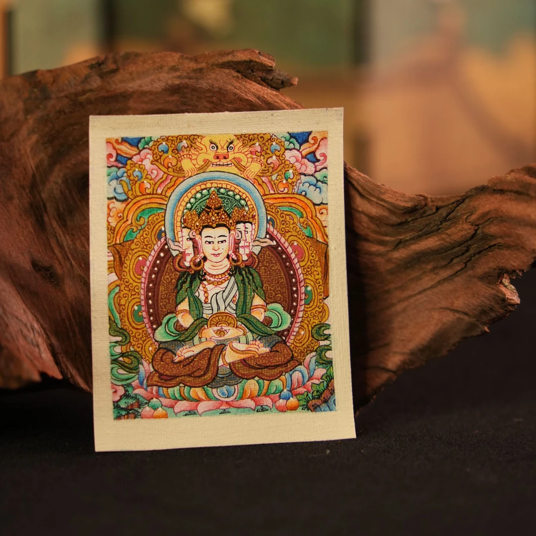 【纯手绘彩唐大日如来】4*5镀金手绘送盒送链