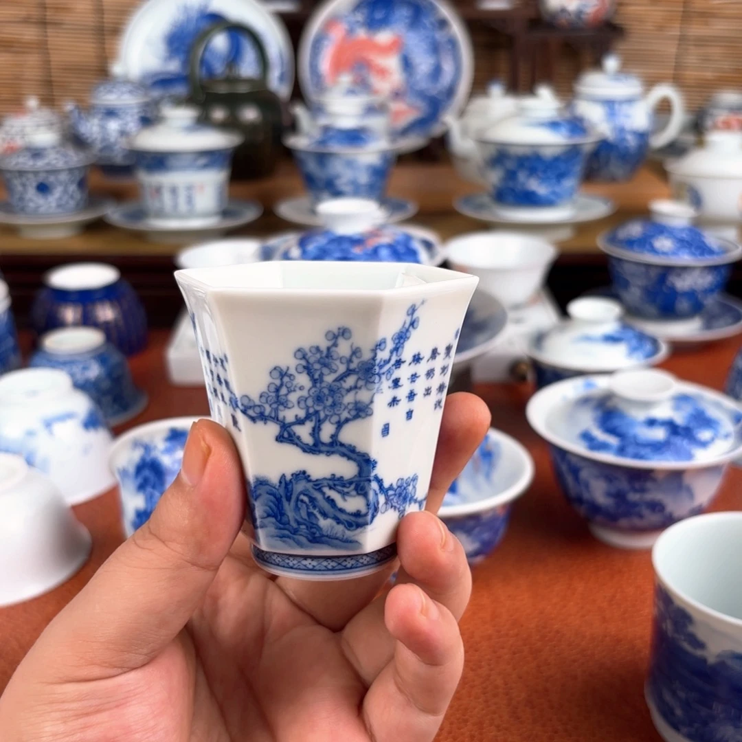 逸君堂 景德镇纯手工手绘六方杯