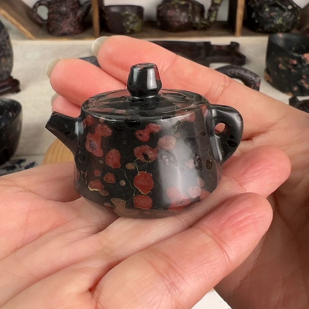梅花玉把把壶茶摆件