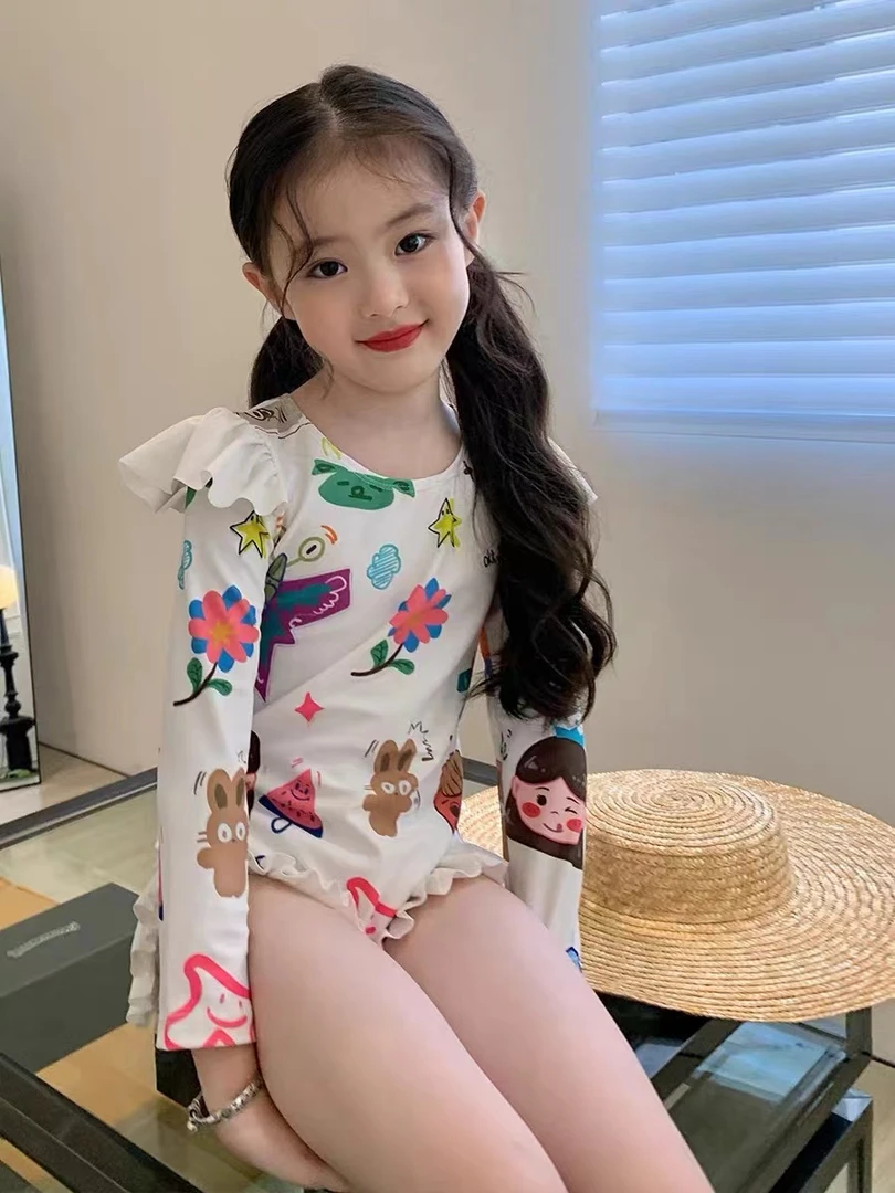 女童装连体泳衣儿童宝宝女孩中大童游泳衣可爱温泉泳装