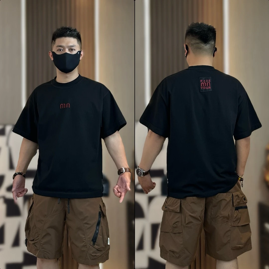 重磅【磨破反做缝】宽松纯棉圆领休闲潮牌上衣痞帅潮流美式刺绣半袖