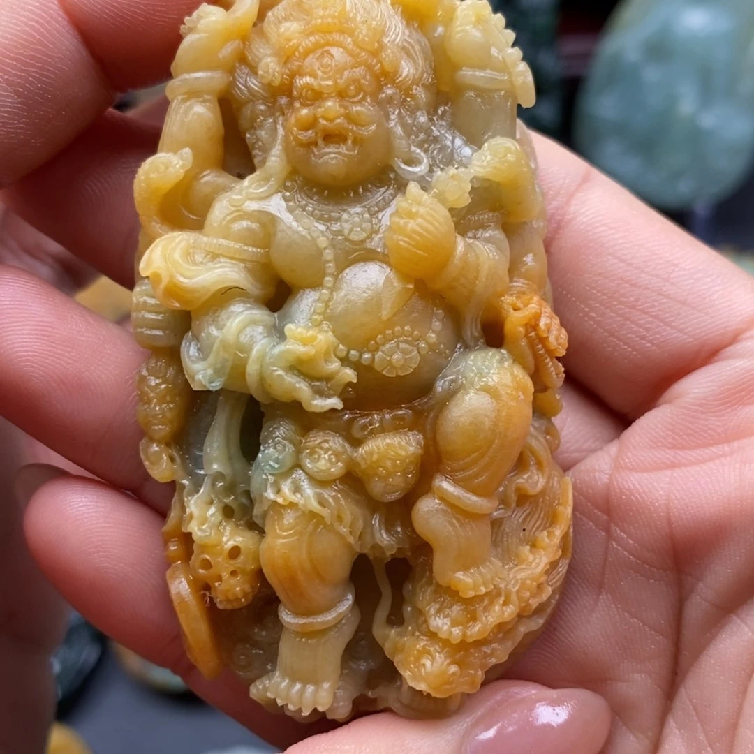 慈***竹定制翡翠未镶嵌财神k