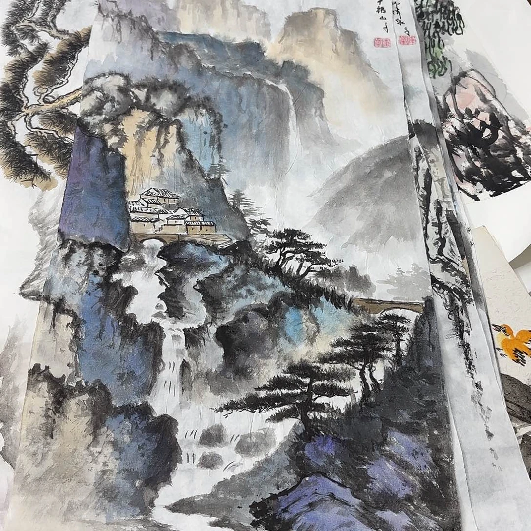 国画四尺四开花鸟童