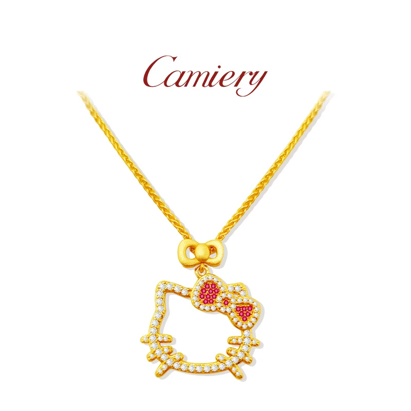 CAMIERY/卡美瑞 轻奢百搭满钻镂空Kitty猫项链JY