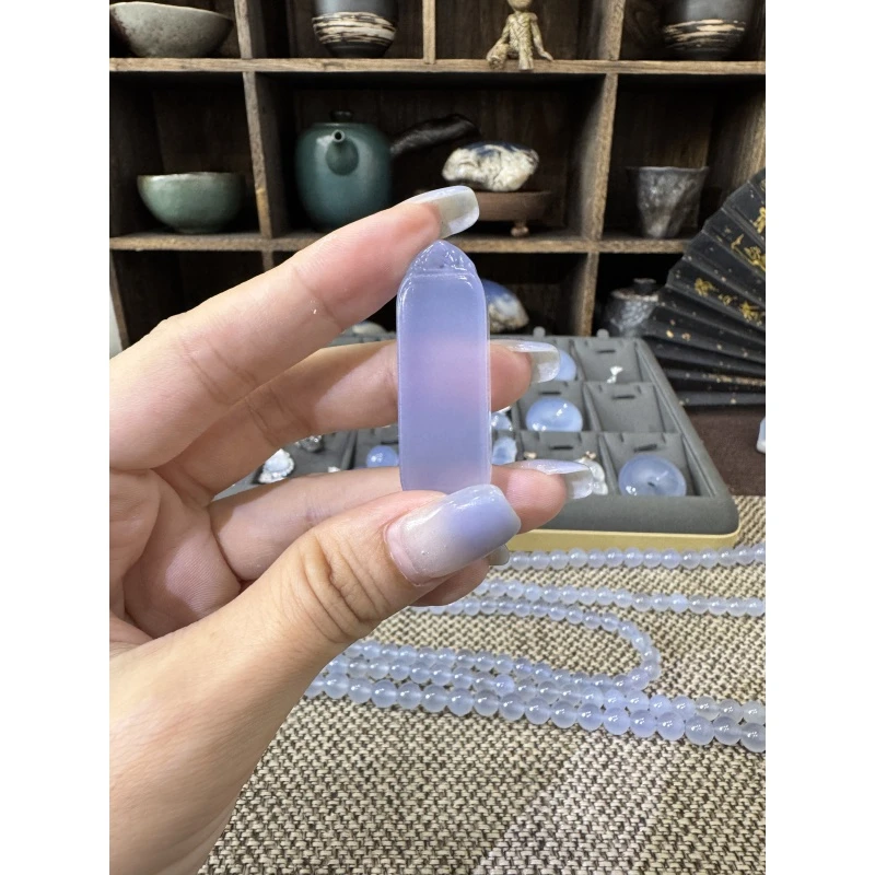 土耳其蓝玉髓无事牌吊坠高冰无暇43.9*14.7*9.2