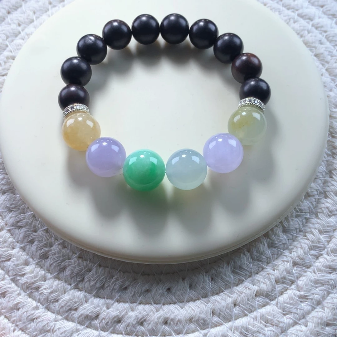 翡翠手链未镶嵌卡12半浓半冰