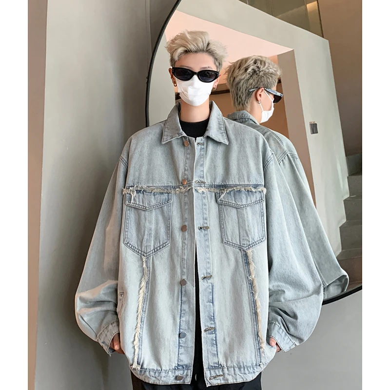 迈特优春季男士新款水洗宽松牛仔夹克复古潮流港风百搭休闲外套