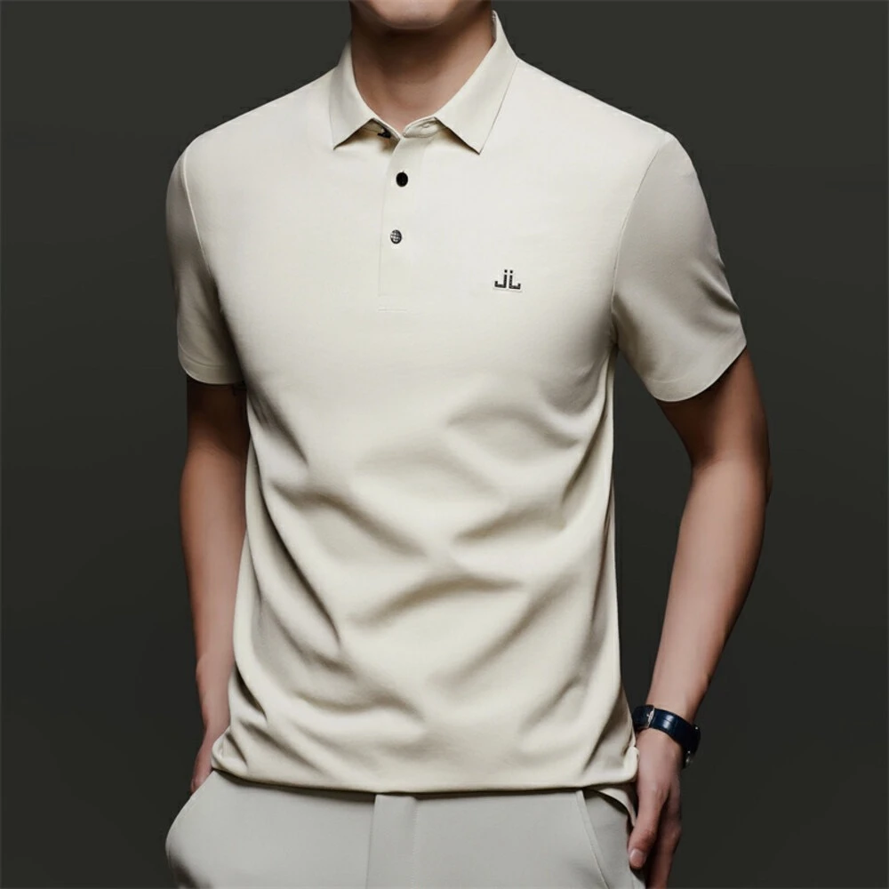 【201-400】男士新款休闲百搭T恤翻领通勤轻奢舒适百搭上衣高品质清