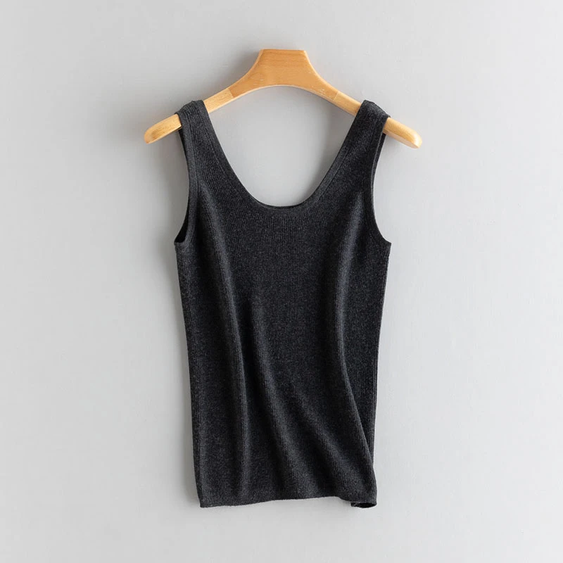 2025夏季康赛妮新超薄款85桑蚕丝15羊绒内搭针织打底吊带背心女士