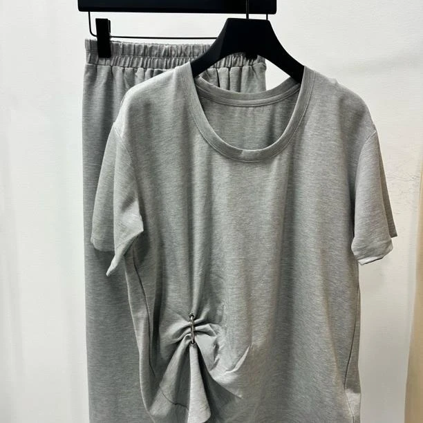 D特【Ann.G】X003 圆领褶皱夏季新款设计感显瘦套头上衣半裙系列款