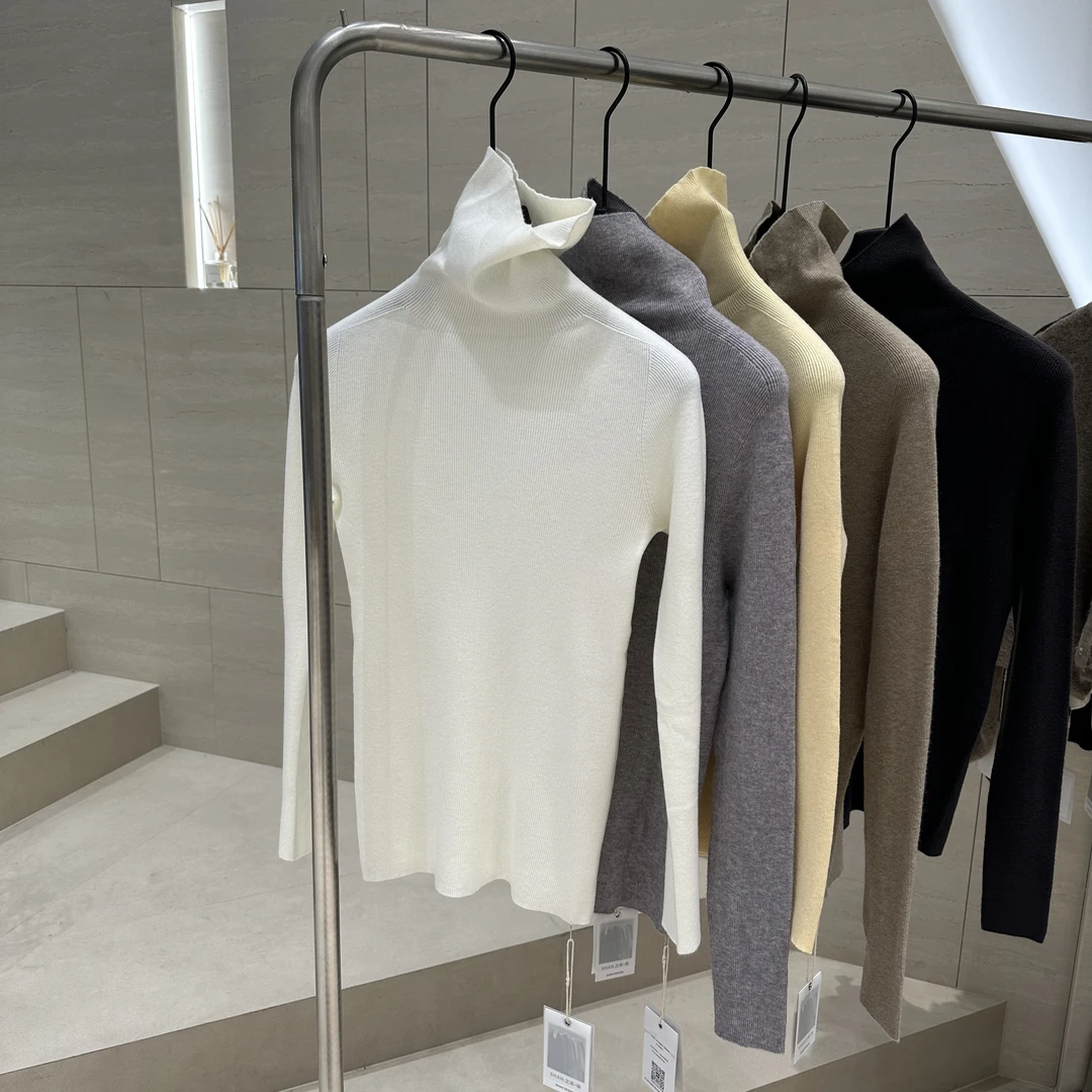 【avic i】无缝26支2股线高领修身棉羊绒针织紧身打底衫#995