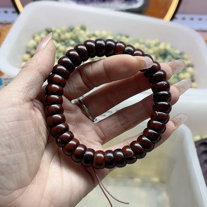 白玉菩提吊坠微瑕紫金鼠碗珠手串