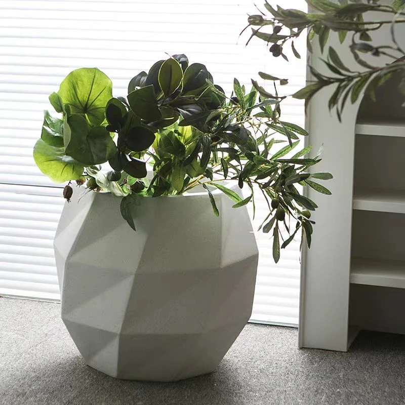 斜角菱形镁泥盆黑金刚鸭脚木高山榕欧式简约轻奢风办公室客厅花盆