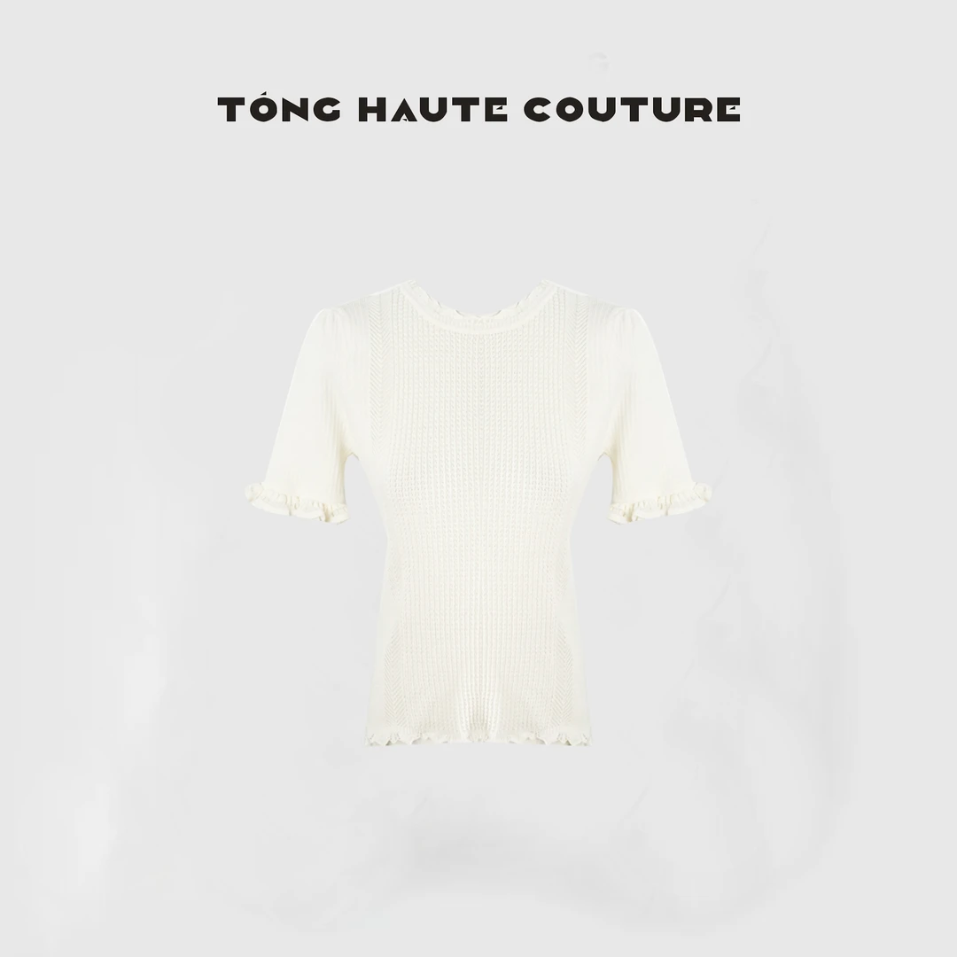 【白昼】25年轻奢高级感小众设计师木耳边亚麻针织衫 YY160