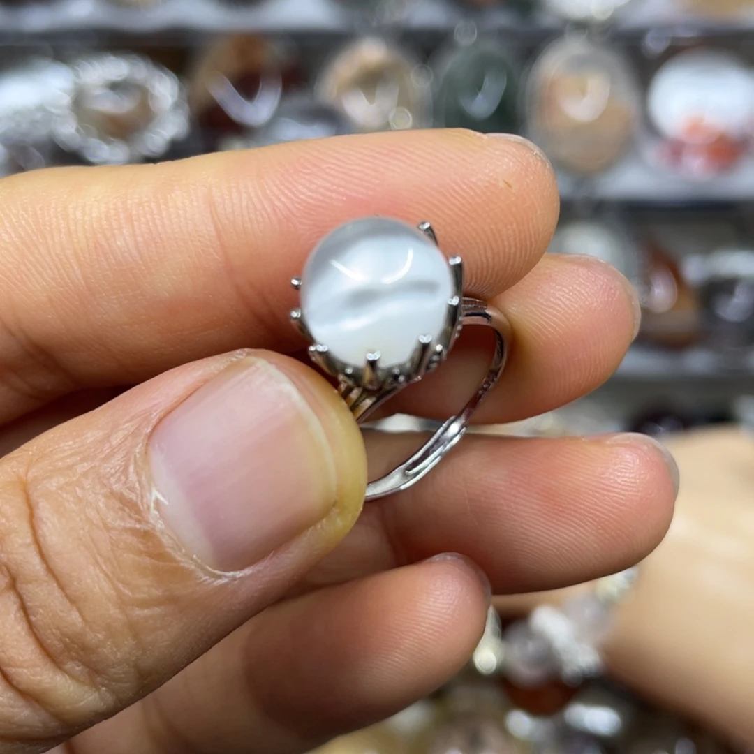 【闪购商品】银S925镶嵌珠宝半成品水晶戒指