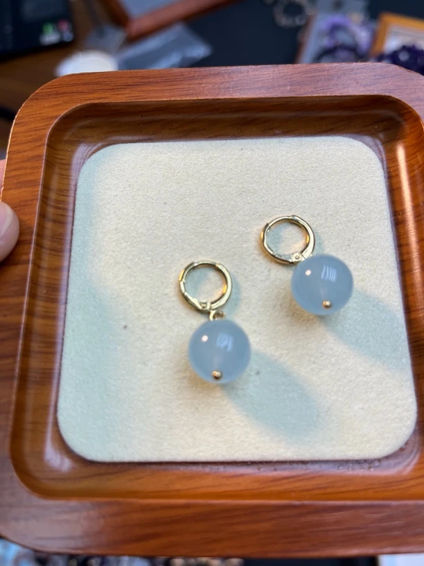 天然海蓝宝耳饰 多样性发其一