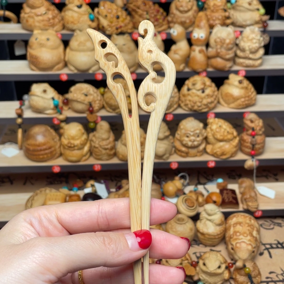 竹实心竹竹簪子一对