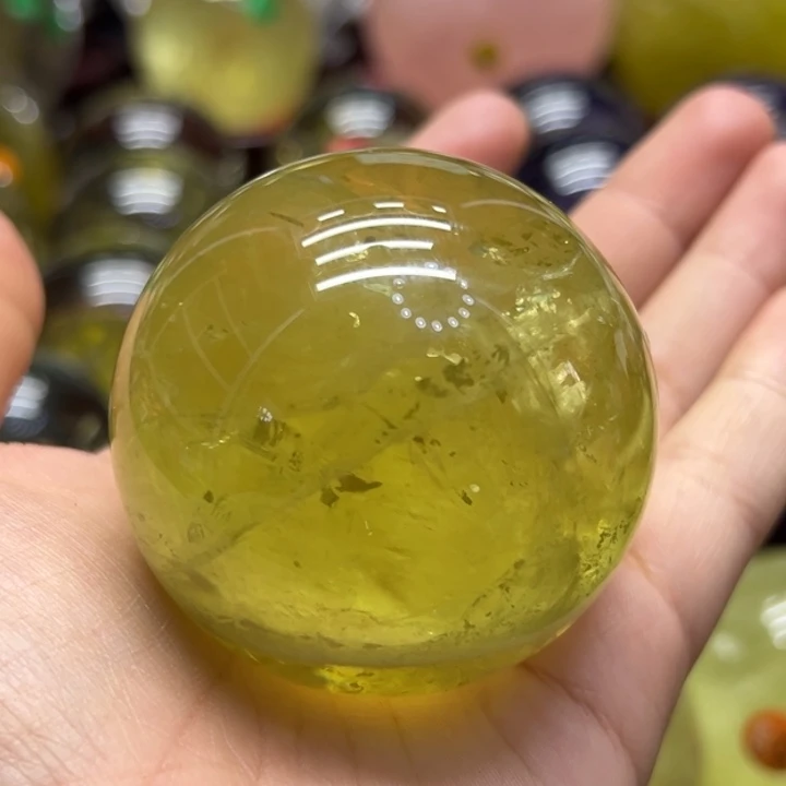 未镶嵌水晶珠宝半成品MM黄水晶球C2485