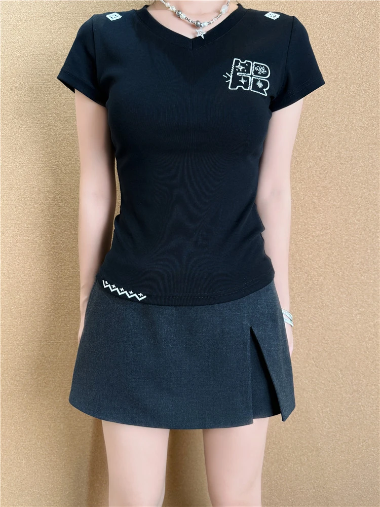 西装短裙黑色半身裙女夏季新款高腰显瘦包臀开叉a字裙