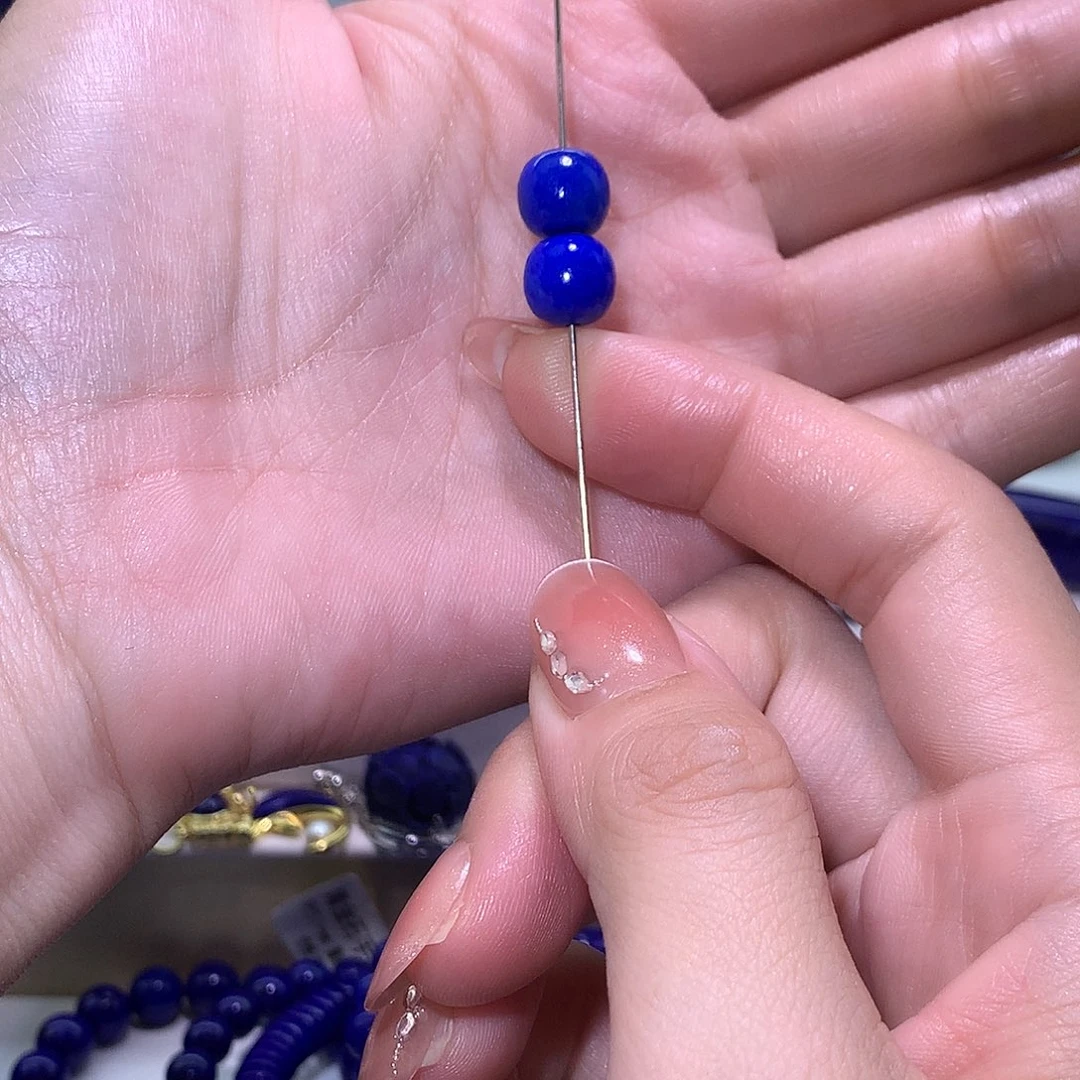 青金石未镶嵌天然原矿单老型珠9．3 m