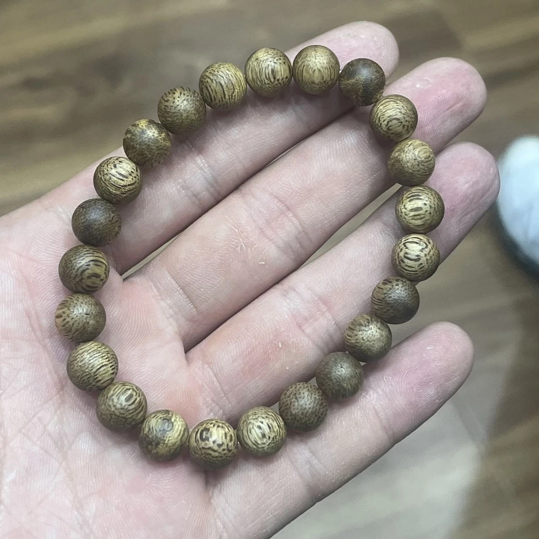 【刘云天专属】 YT95638-乌身沉香圆珠单圈手串-尺寸8mm左右-