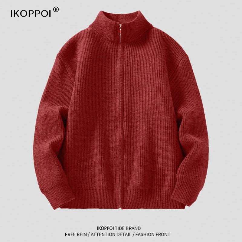 羊绒羊毛衫男士春秋季龙年本命年保暖毛衣开衫立领休闲潮流上衣服