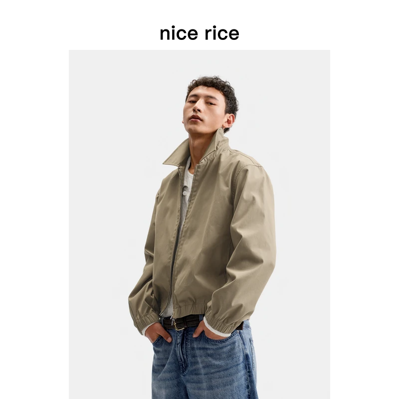 nice rice好饭 25春季新品棉锦帆布磨毛翻领休闲夹克外套NHC06024