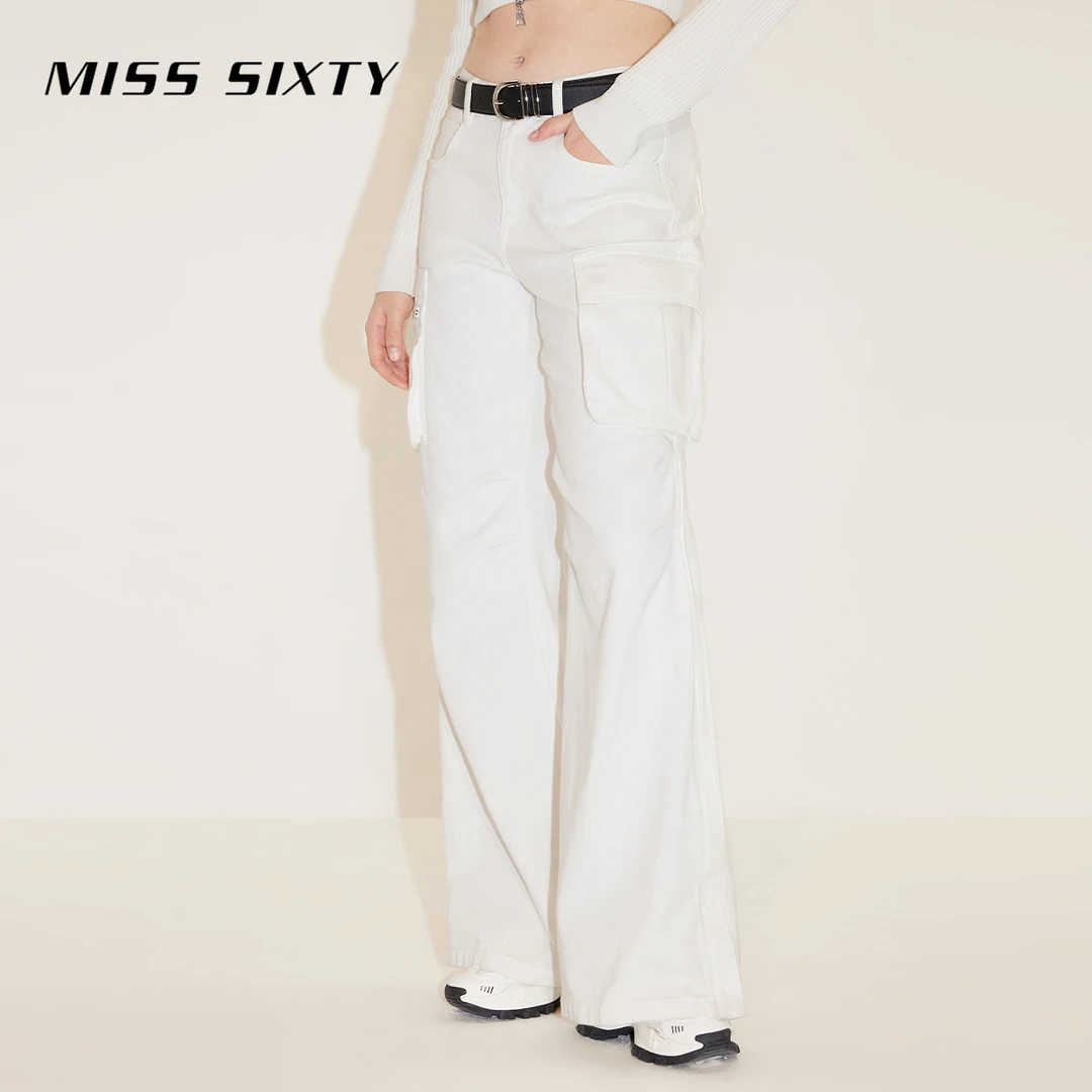 Miss Sixty新款牛仔裤女工装风口袋开衩百搭休闲美式街头