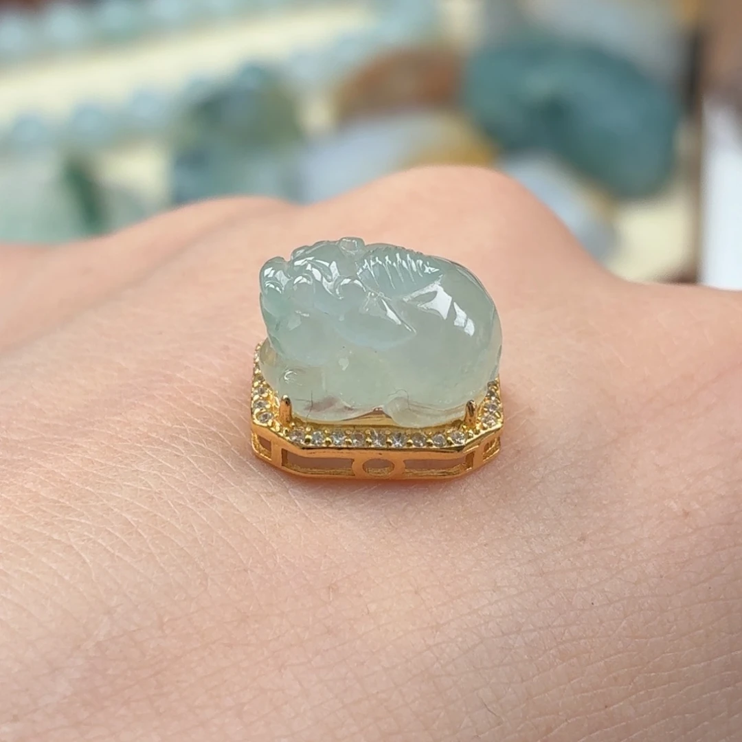 翡翠银S925镶嵌颈饰天然A货翡翠