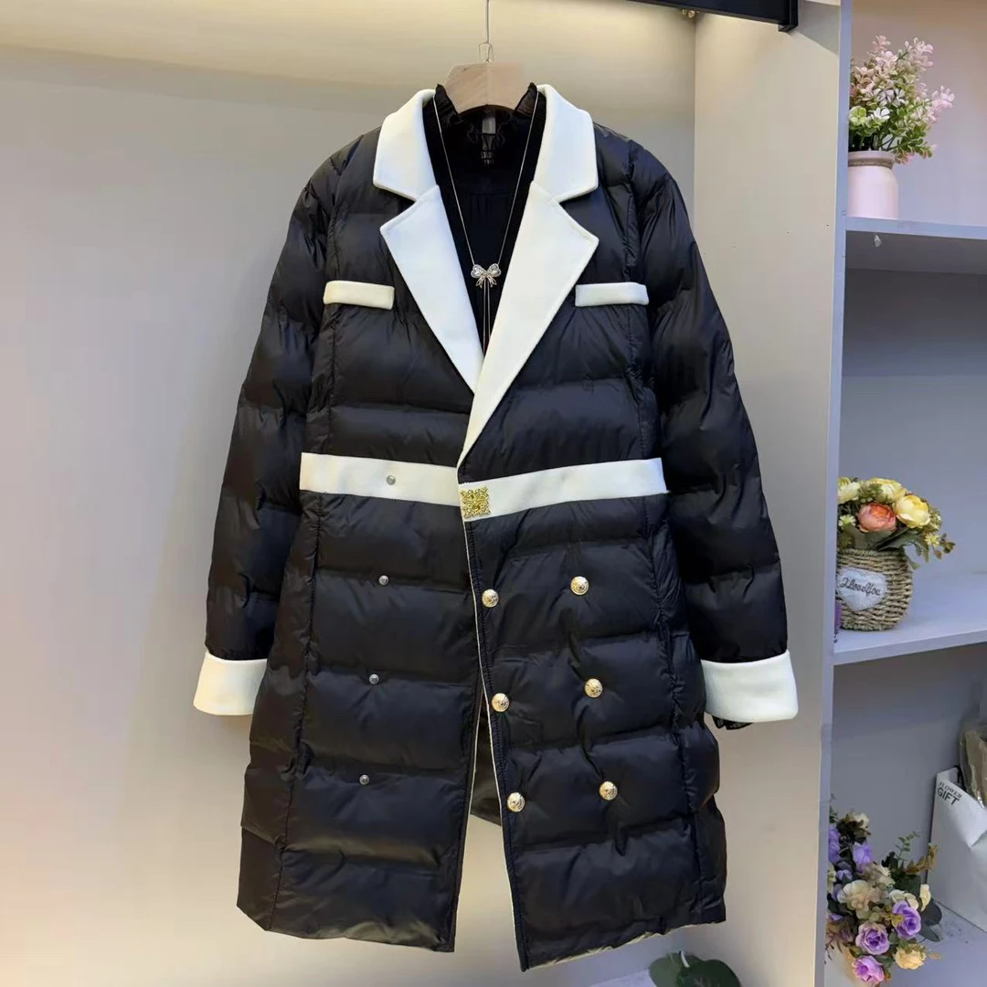 冬季新款中长款收腰显瘦加厚保暖杏色棉服外套女