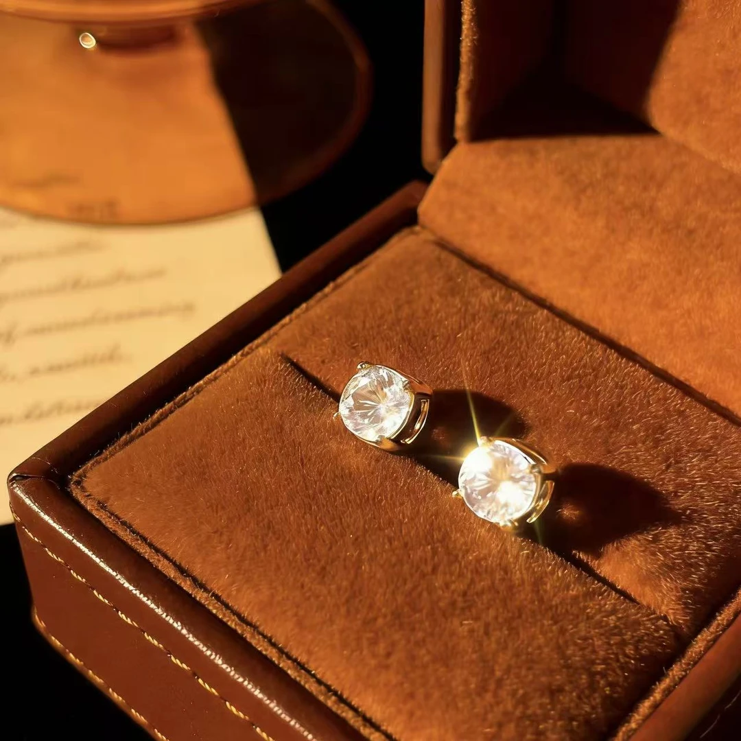 铜合金合成锆石耳饰 a53a54欧比雅比【小众四爪耳钉百搭耳钉20480