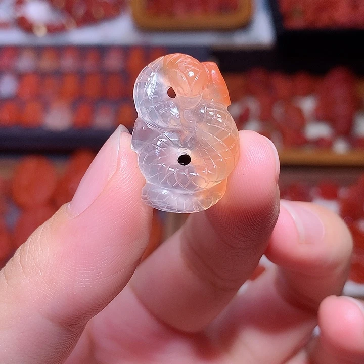 南红玛瑙足银镶嵌南红小蛇