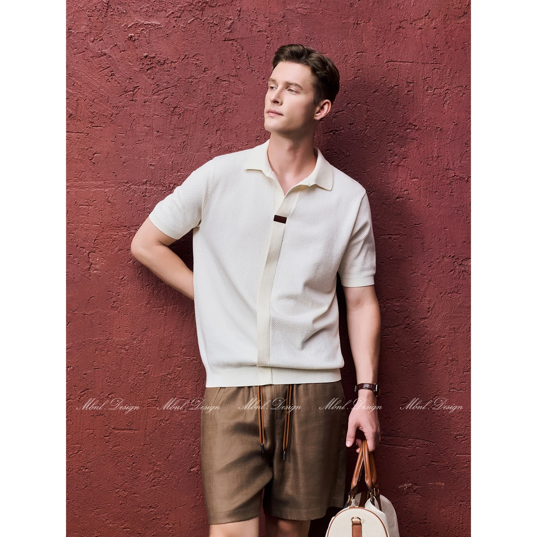 MBNL-F「云间绅士」秦磊男装14针单边提花针织POLO衫LL-WSSY1079