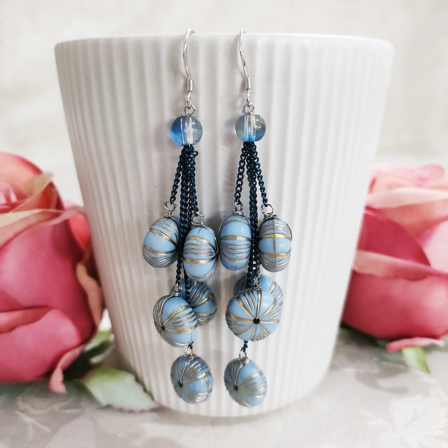 铜合金耳饰 民族风纯手工长款气质吊坠耳环2117