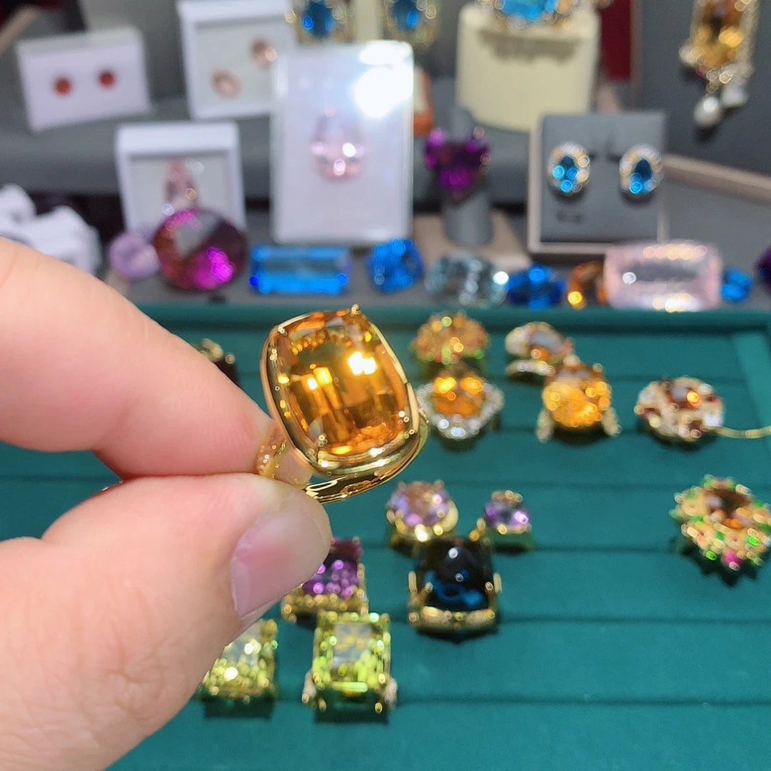 水晶戒指银S925镶嵌璐**姐戒指