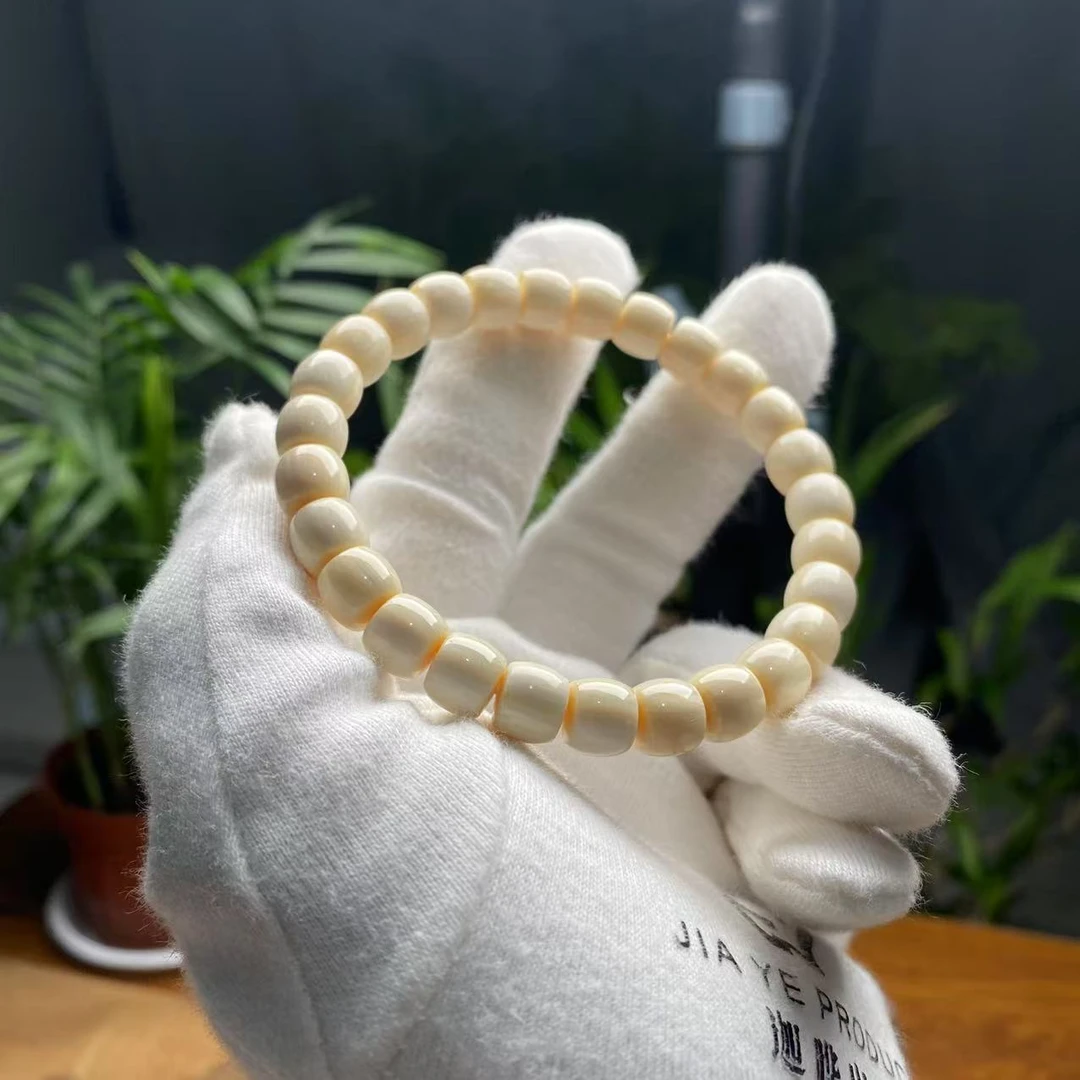 【迦晔出品】猛犸象牙芝士皮银标款8x7mm直切26粒一等冰料全品无暇