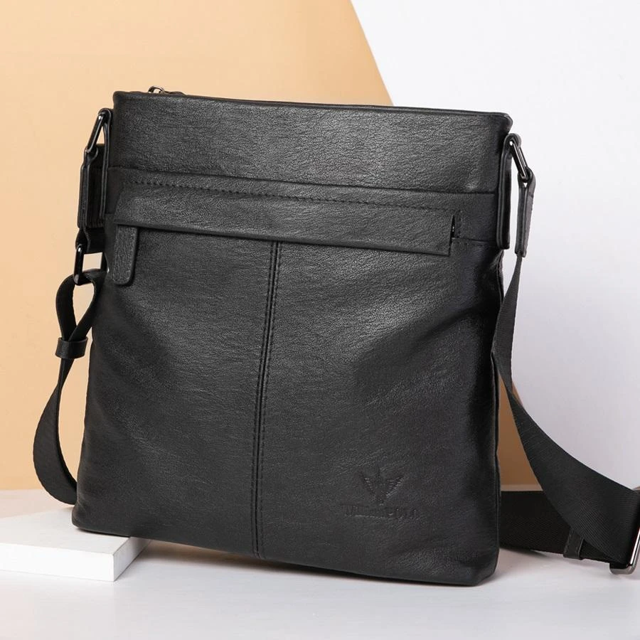 英皇保罗男士百搭真皮单肩包多功能潮流时尚植鞣牛皮商务男士包