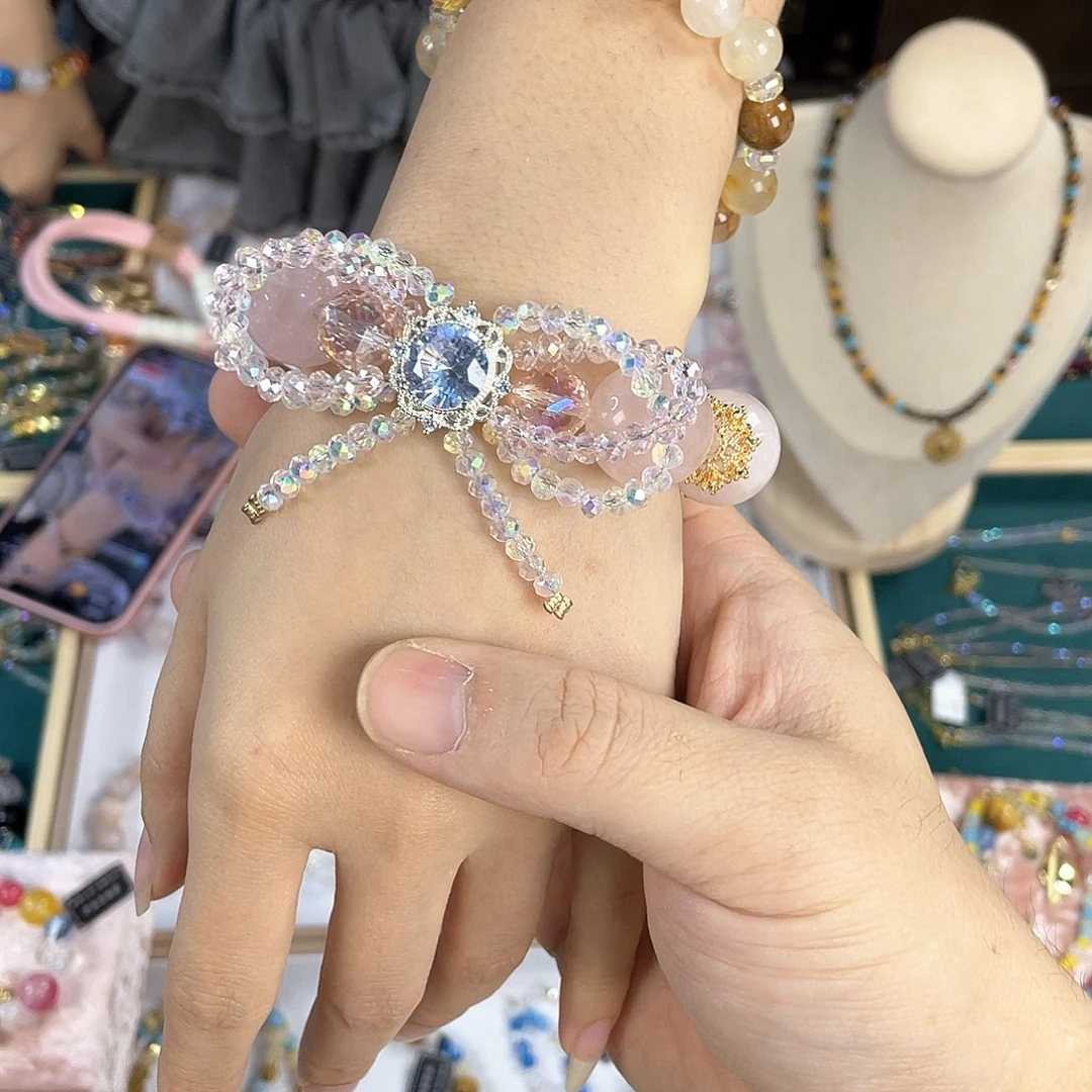 水晶手链银S925镀金镶嵌