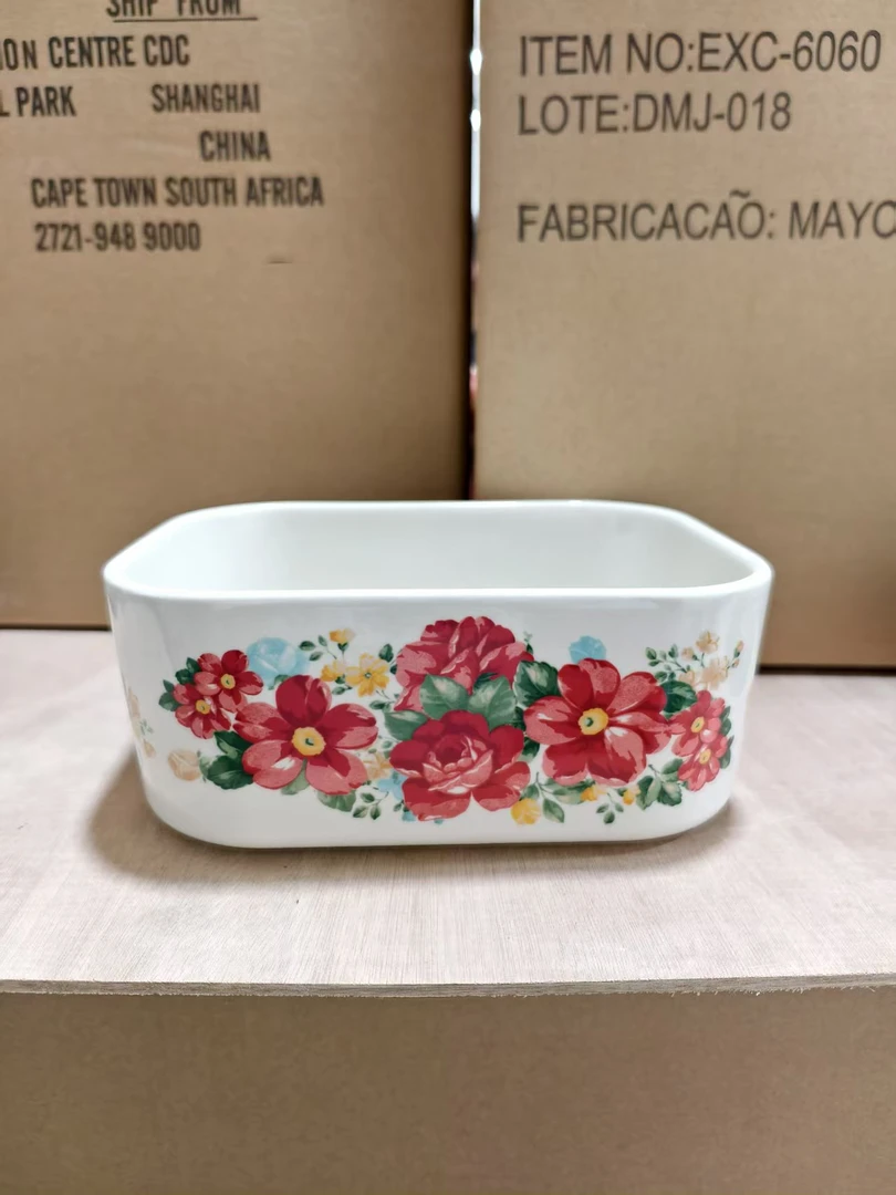 [美森专属]先锋女人-8.5英寸套三方碗（大号）（红花）