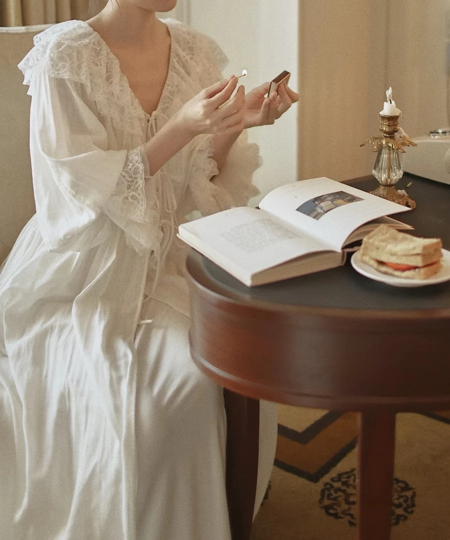 【舒伴家】C#中高端睡衣睡裙睡衣居服长袖长裤秋冬季可外穿