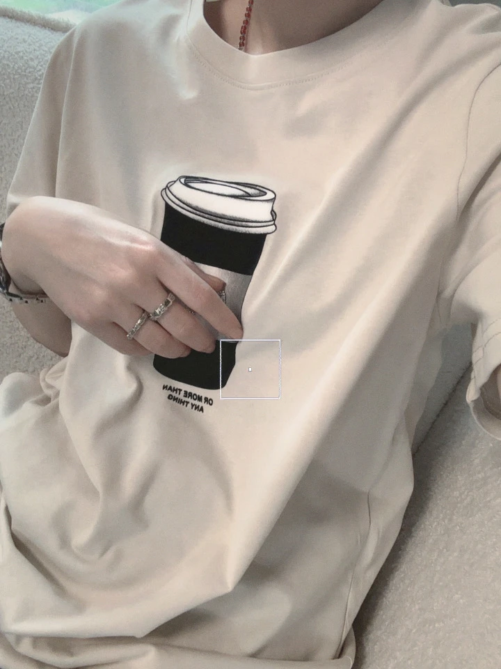 23652私人订制款高品质夏季新款奶茶色宽松短袖T恤