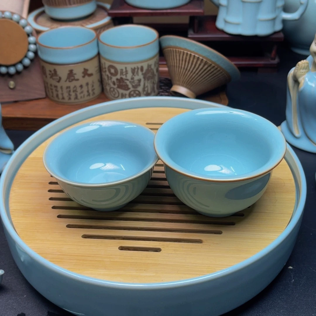 【闪购商品】摆件陶博***雷汝州单壶壶，杯壶，