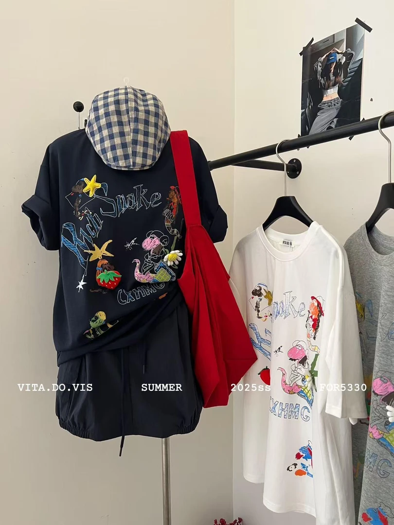 夏日涂鸦立体短袖T恤5330