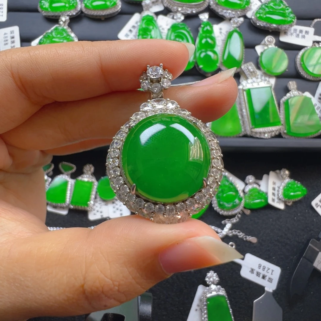 翡翠银S925镶嵌颈饰