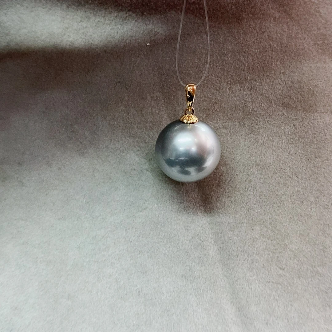 吊坠(不含链)18K金镶嵌海水珍珠13-14