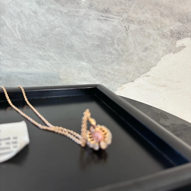 铜合金项链 粉爱心地球项链XL3247