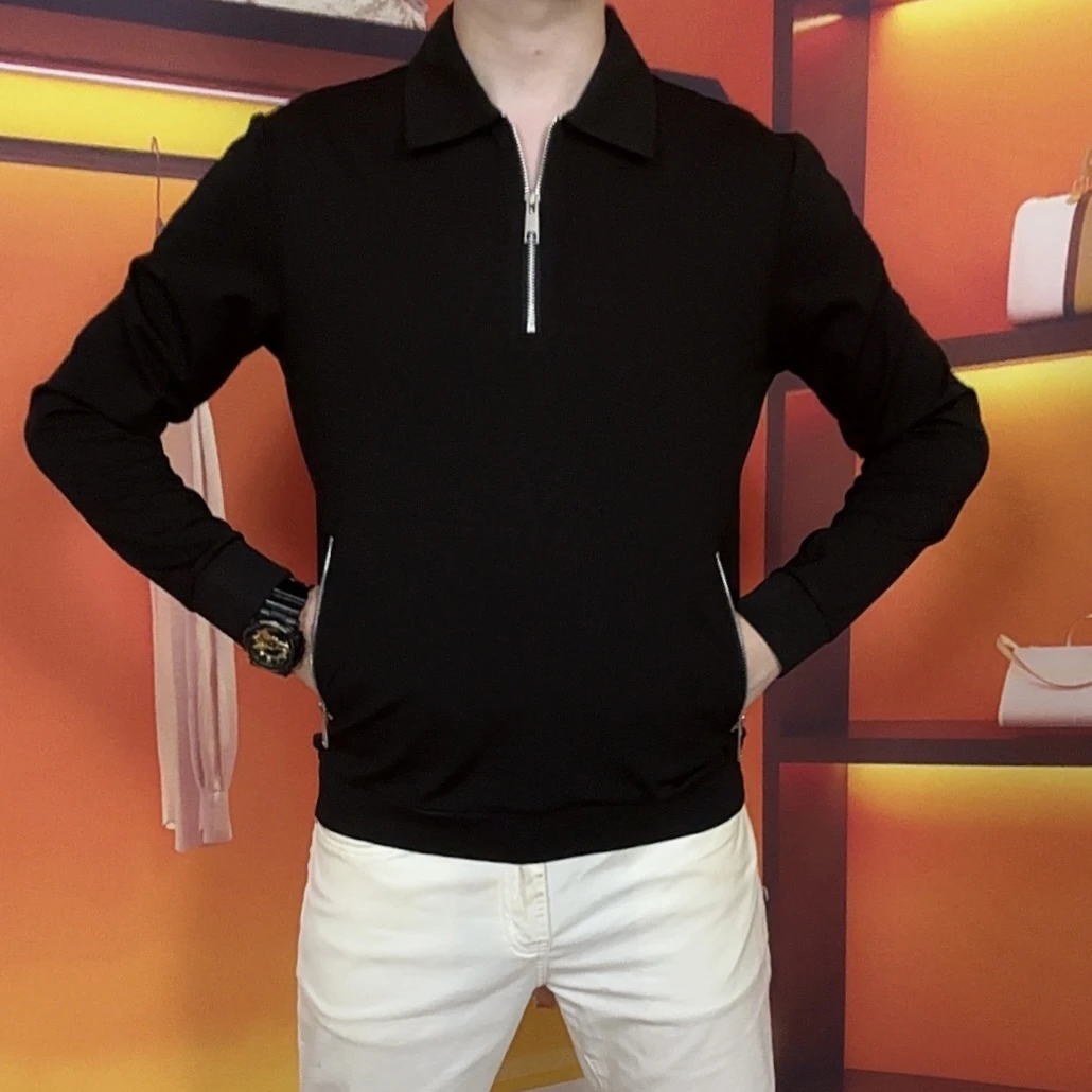 绅度欧品【顺丰包邮】秋季男士翻领长袖时尚休闲百搭拉链开衫修身78